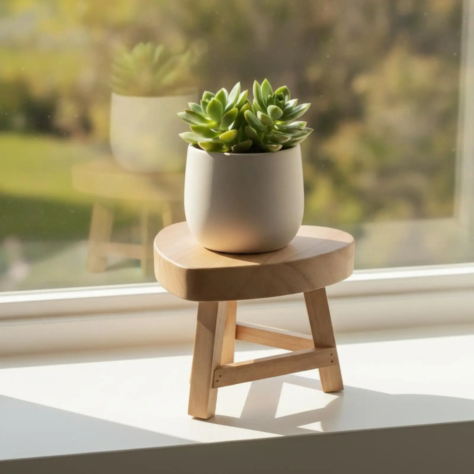 Rustic Walnut Industrial Stand for Plants Inside Wooden Flower Pot Holder Compact Corner Pedestal Display
