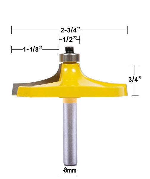 CHWJW 1PC 8mm Shank 2-3/4" Diameter Thumbnail Table Edge Router Bit Woodworking cutter Tenon Cutter for Woodworking Tools