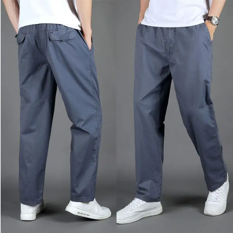 秋のウォッシュ加工ワークパンツ ルーズカジュアル メンズ トラウザーズ ストレートレッグ オールマッチ スポーツパンツ