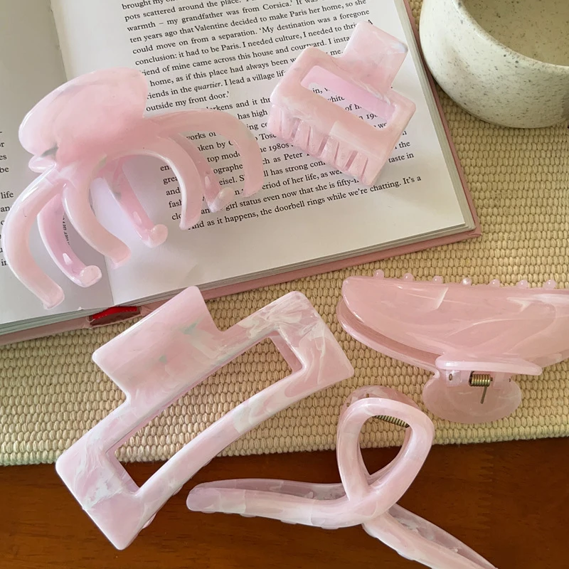 Haarklammern für Frauen und Mädchen, Rosa Haarkrallen, Rutschfeste Krabben-Haarspangen, Modische Haaraccessoires, Geschenke – Detail 4
