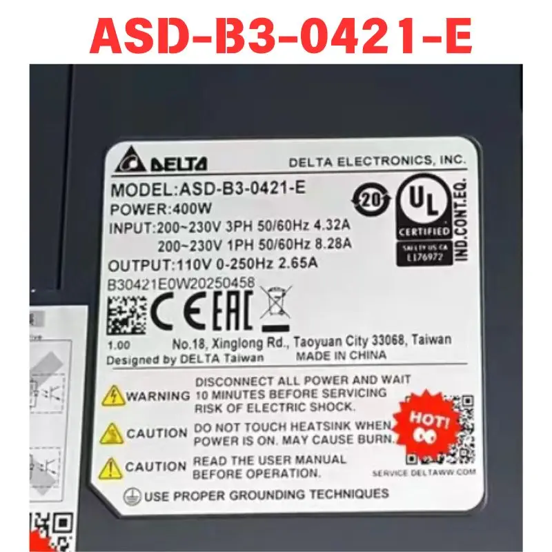 Used ASD-B3-0421-E Servo driver Functional test OK Fast delivery