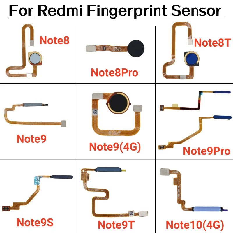 For Redmi Note 8 8T 8Pro Note 9 9T 9S 9Pro Note 10 S 4G 5G PocoM5S Fingerprint Sensor Key Menu Button With Side Power On Off