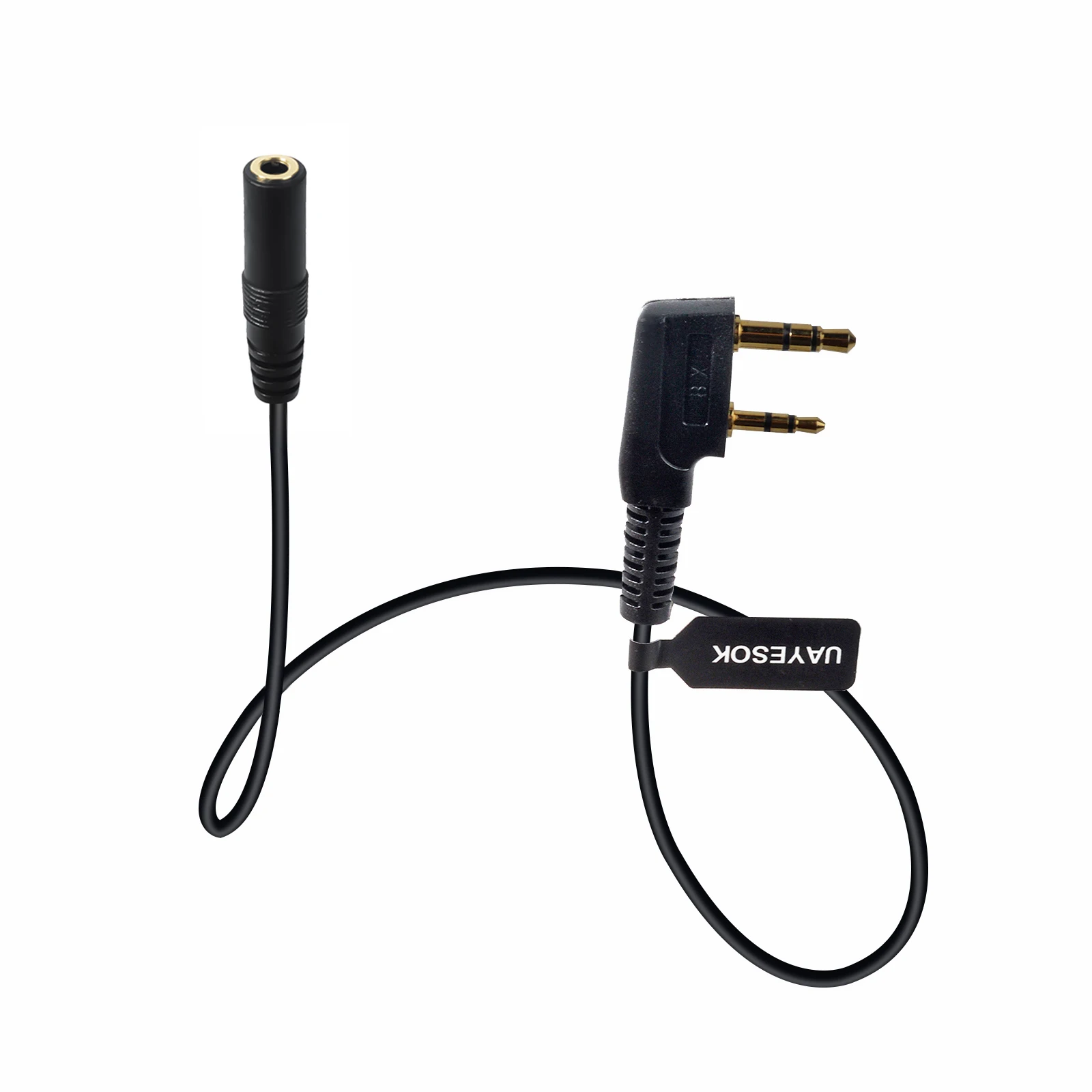 2-pin Radio to 3.5mm Female Audio Earpiece Headset Transfer Cable Compatible for Kenwood Baofeng Quansheng Walkie-Talkie