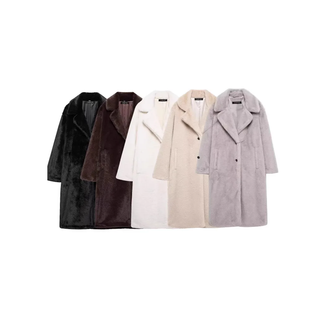 Winter Women High Quality Faux Rabbit Fur Coat Luxury Long Fur Coat Loose Lapel OverCoat Thick Warm Plus Size Female Plush Coats