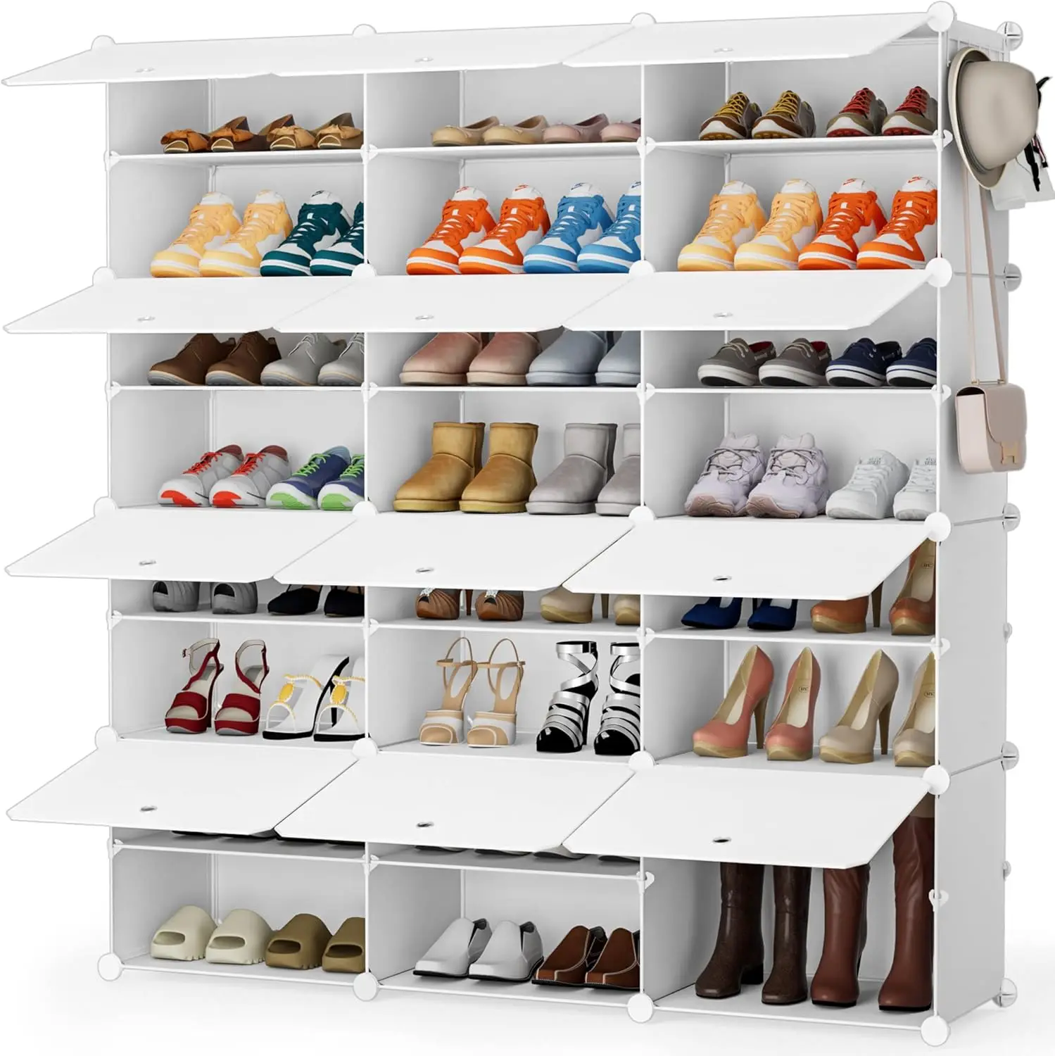 

Storage Cabinet, 48 Pairs Shoe Rack 3 By 8 Tier Shoe Organizer Space Saving Shoe Storage for Closet Hallway Living Room Bed