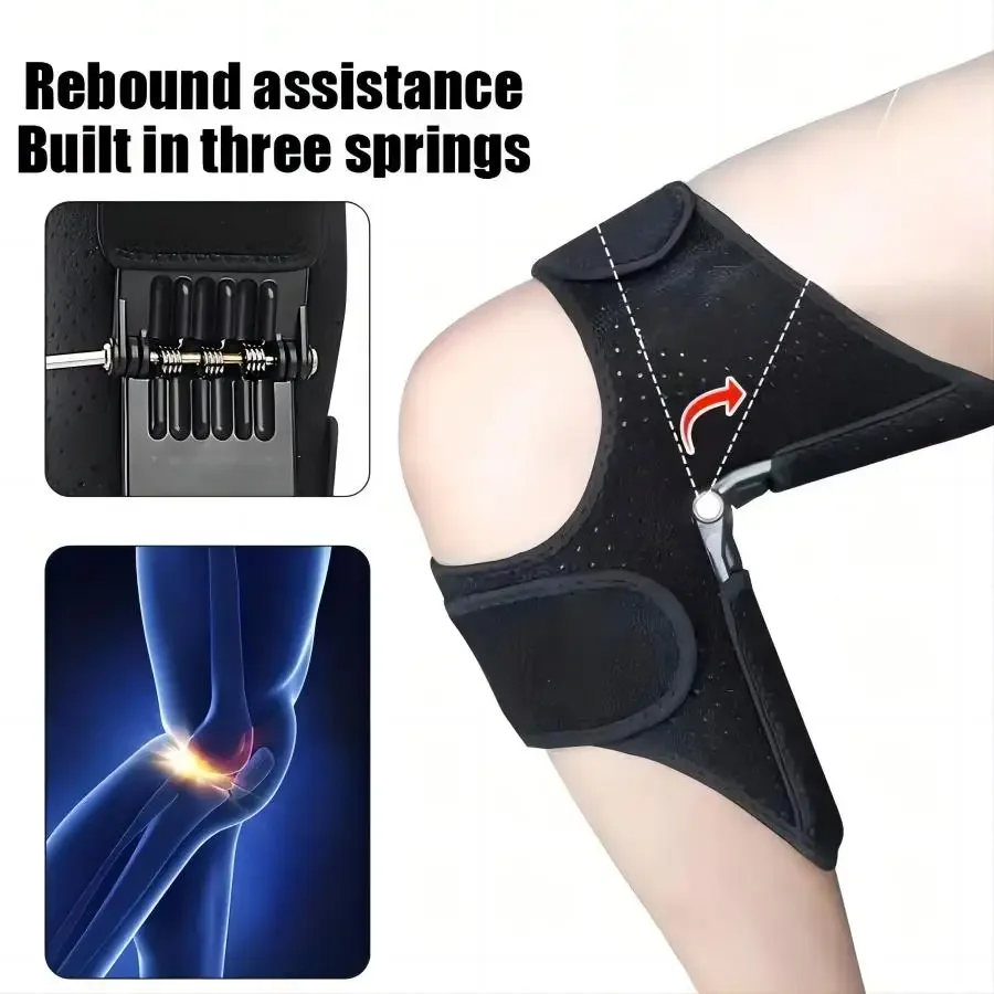 1Pc Knee Booster For Running, Cycling & Hiking - Breathable Support With Spring-Loaded Patella Strap, Lace-Up Closure