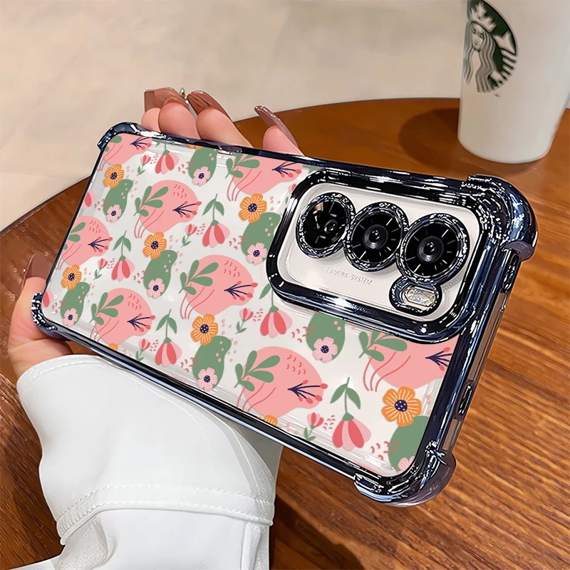 

TPU Transparent Phone Case For Vivo V70 FE V23 V25 V40 Pro V60 V50 V29 Lite V29E Floral Painting Shockproof Clear Bumper Cover