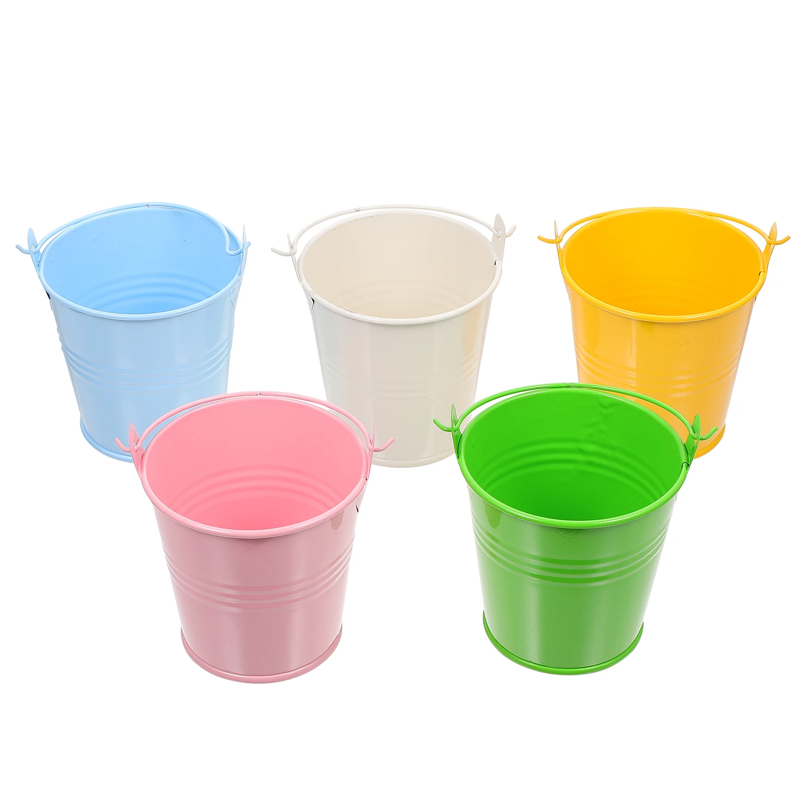 

5Pcs Iron Sheet Vase Colorful Mini Bucket for Flower Arranging Modern Decorative Plant Dried Garden Props Gift