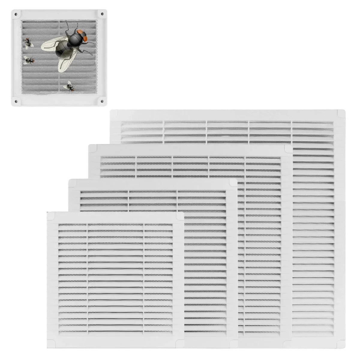 Air Vent Grille With Fly Screen Plastic Ventilation Cover External Internal Ducting Ventilation Heating Cooling Vents Cover