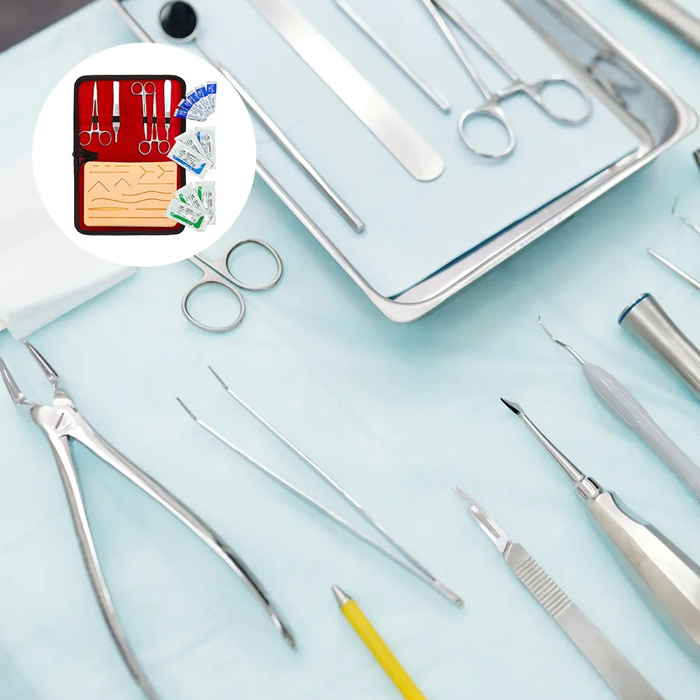17pcs 1 Set Practice Suture Kit Suturing Skill Trainer Tool Medical Students Silicone Pad 14 Realistic Wounds
