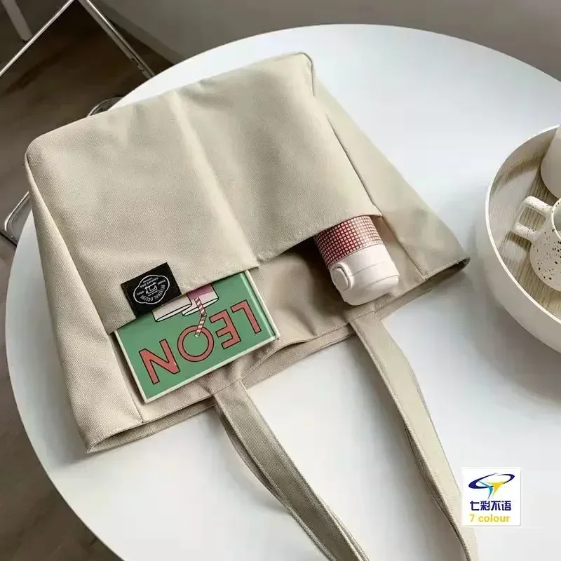 Bolso de mano SE27 para mujer, bolsa de hombro informal de diseñador de Color sólido, de gran capacidad, de algodón, reutilizable, para compras y playa