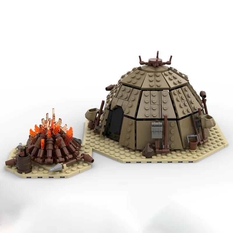 560 PCS Hot Selling MOC Tent And Bonfire Scene Model Modular Building DIY Set Blocks Bricks Assembly Toy Holiday Surprise Gifts