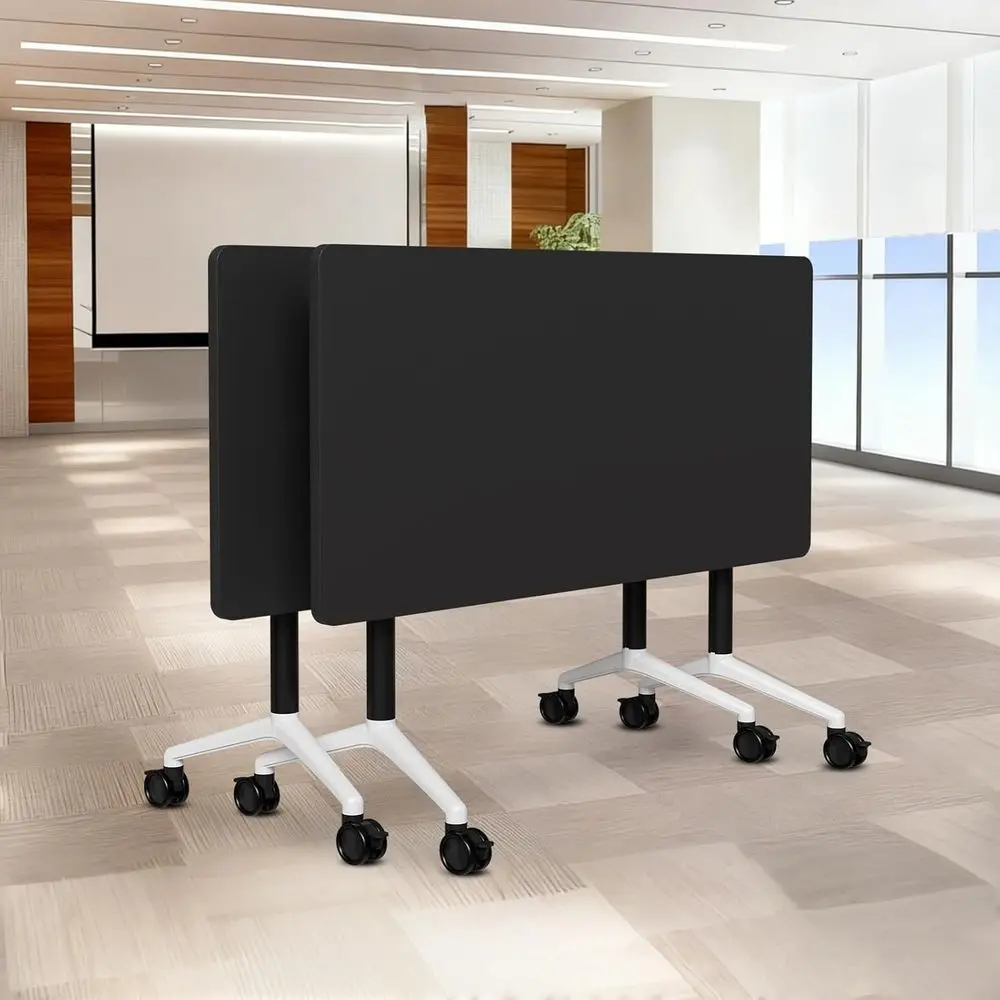 

Регулируемый большой стол для семинаров на колесиках, идеально подходит для залов заседаний, тренингов, офисов и учебных классов (2 шт., черный, 55,1 дюйма)