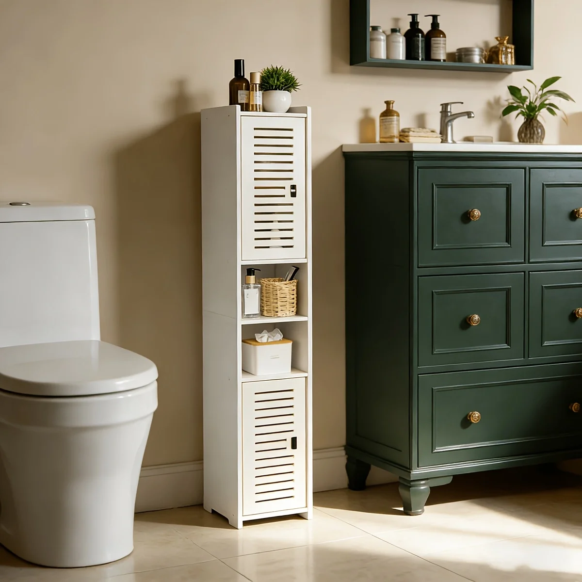 Minimalist Narrow Bathroom Cabinet, Gap Storage Organizer, Compact Toilet Cabinet 972018cm, Maximizes Space Utilization, Ideal f