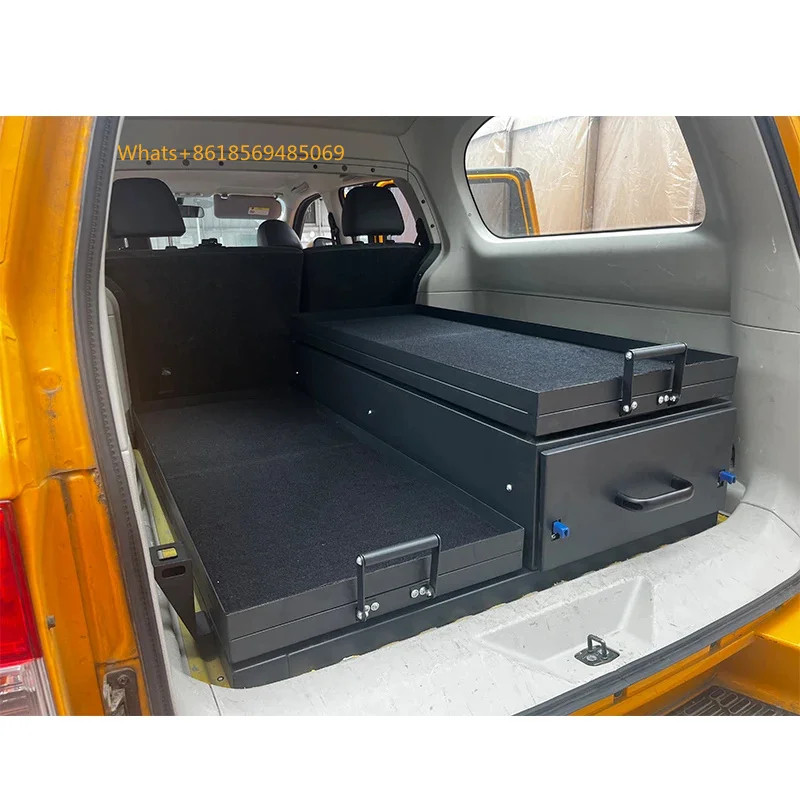 

Factory Customized Aluminum SUV Pickup Truck Bed Storage Drawe System Double Drawe With Sliding Cargo Tray