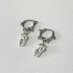 1Pc/1Pair Gothic Jewelry Tooth Stud Earrings Grunge Rock Accessory Charms Hoop Earrings For Women Punk Korean Fashion Earrings