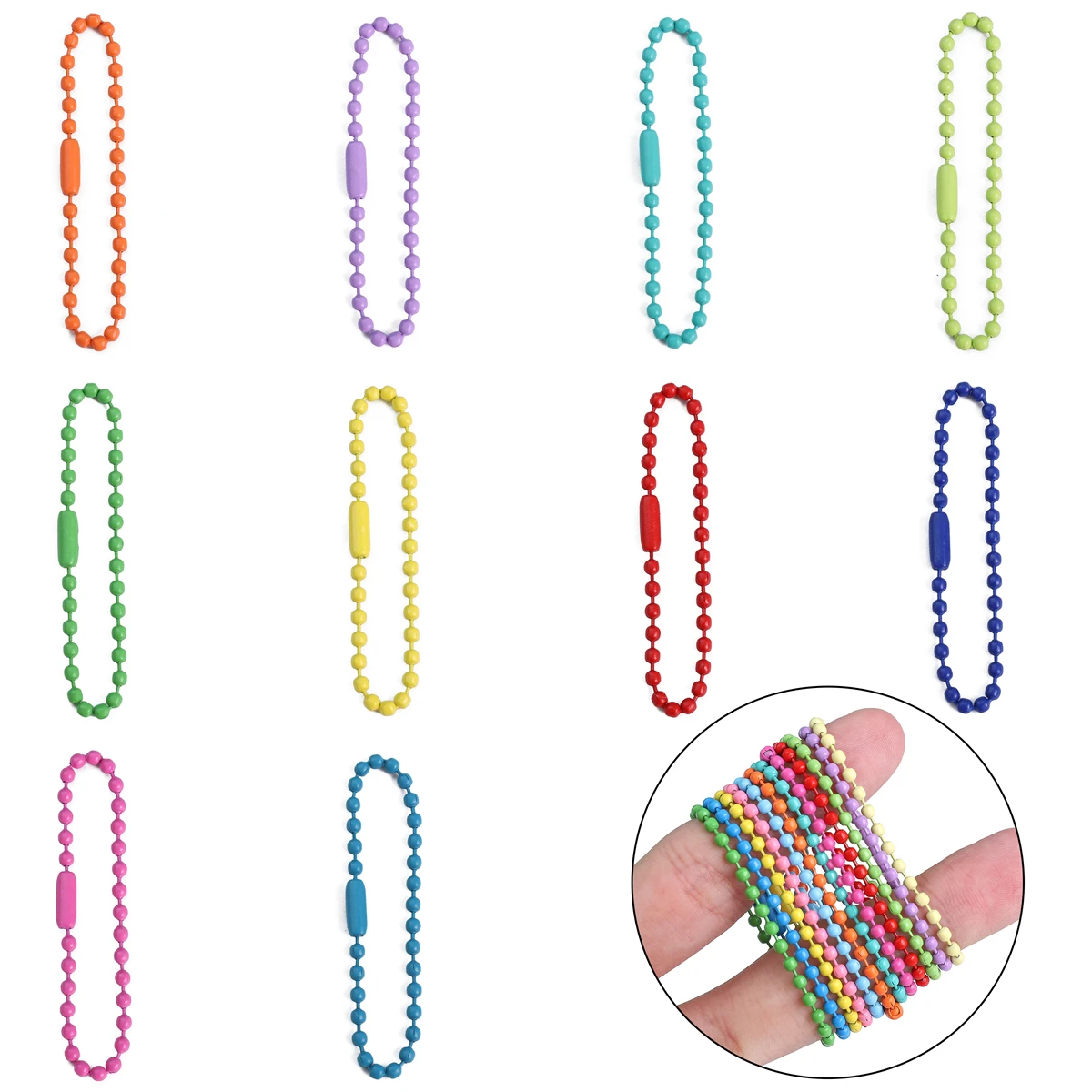 Iron Spray Painted Chain Bead Chain Buckle DIY Jewelry Accessories Baking Paint Color Iron Pendant Tag Chain 2.4mm * 12cm 10pcs