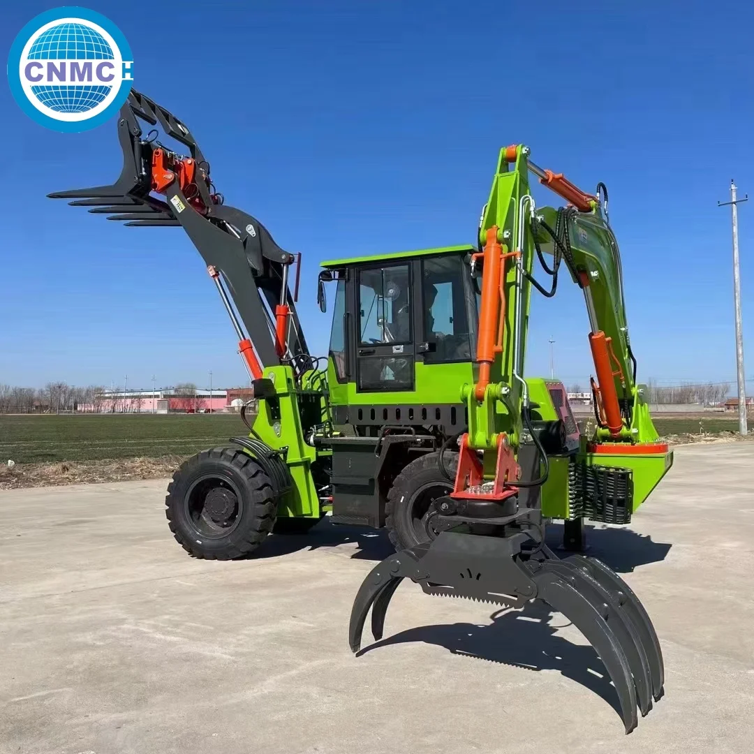

CNMC Backhoe Excavator 4x4 Wheel Excavator Loader Digger Two-End Operation With accessories EPA CE Certified Garden Farm Use
