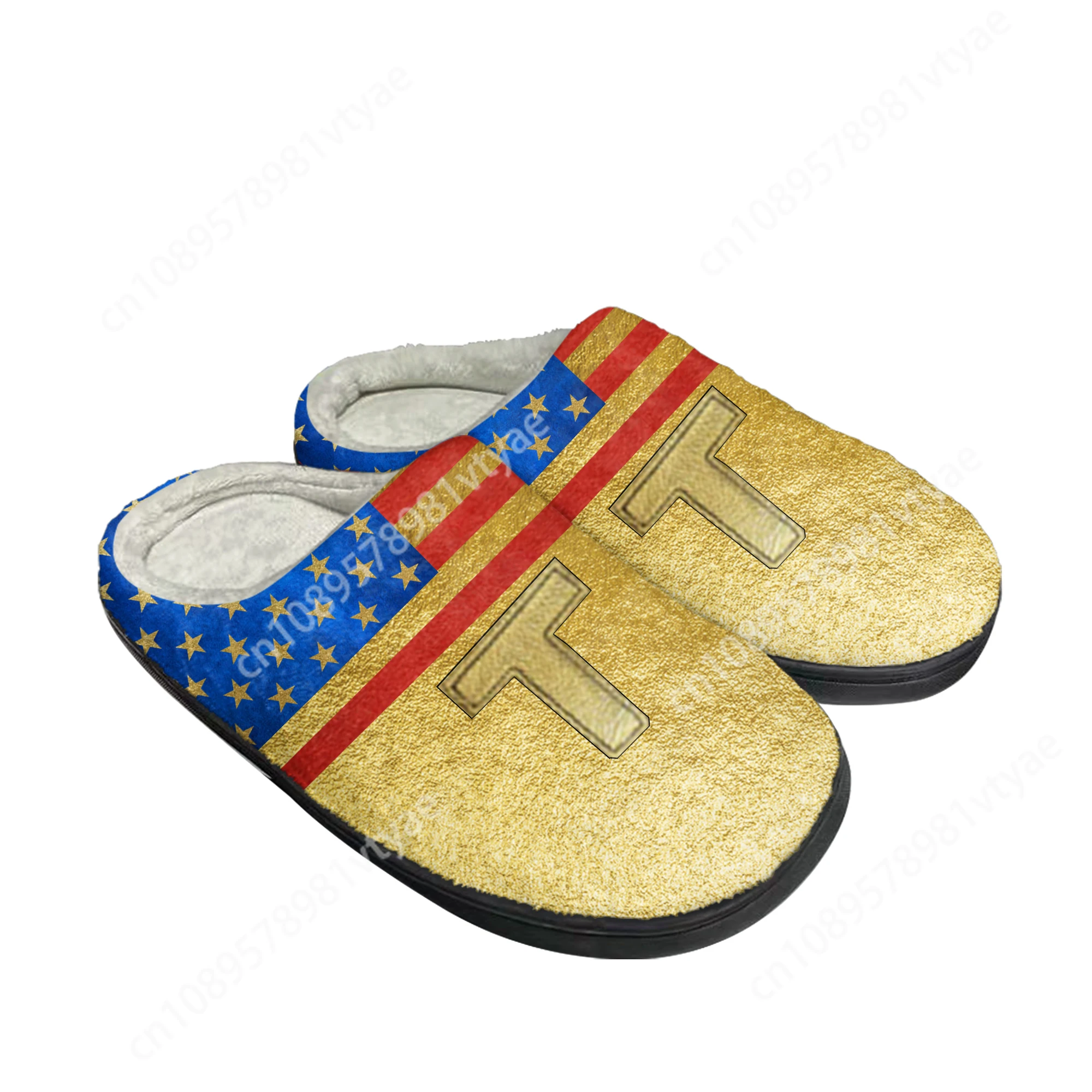 Trump 2024 Home Cotton Slippers Never Surrender Mens Womens Sandals Plush Keep Warm Thermal King Custom Slipper