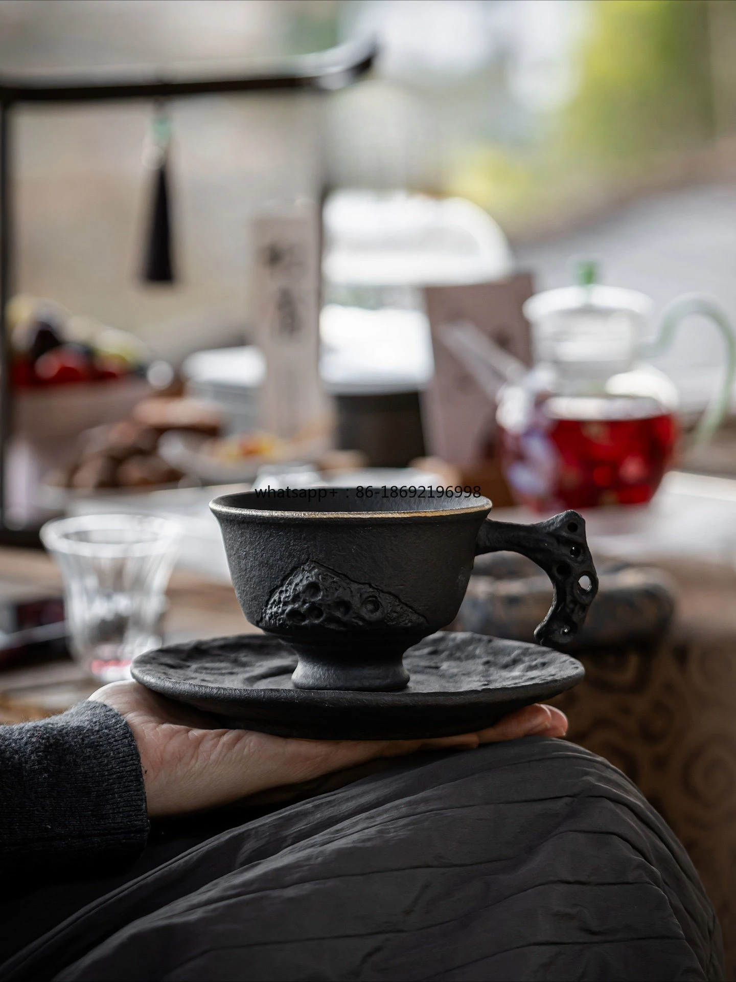Household High-end Exquisite 200ml Retro Coffee Cup and Saucer Set Creative Coarse Taura Flower Cup