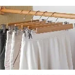 Wooden Skirt Hangers with Adjustable Clips (Pack of 5) Non-Slip Trouser Hanger Natural Finish Lotus Wood Pants hangers, 360 Deg