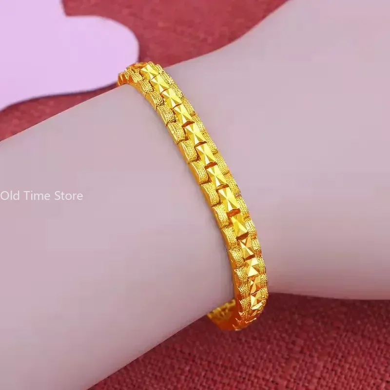 New Plated 24K Gold Bracelet Female Pure Gold Plated Golden Love Lucky Bead Doppel Herz Phoenix Tail Butterfly Bangle Jewelry