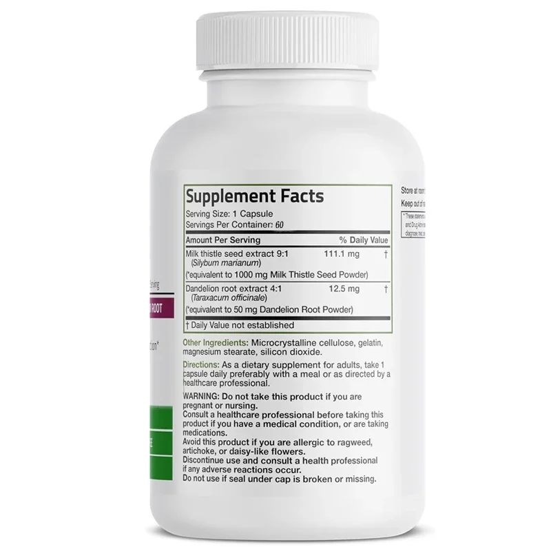 Milk Thistle, Milk Thistle, Marianum&Dandelion Root, Liver Health Support, Antioxidant, Detoxification, 60 Vegetarian Capsules