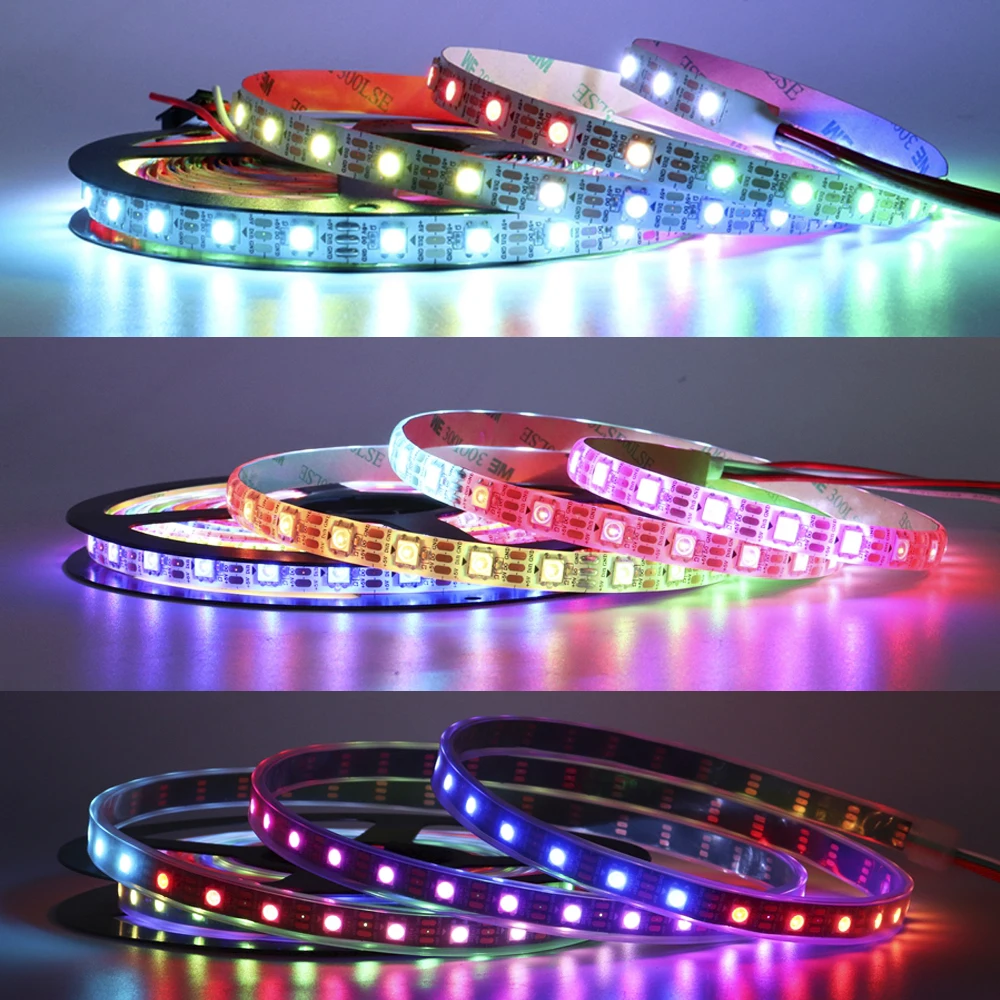 WS2812B LED Strip Individually Addressable Smart RGB LED Light With SP110E Bluetooth Controller Kit 30/60/144leds/m DC5V