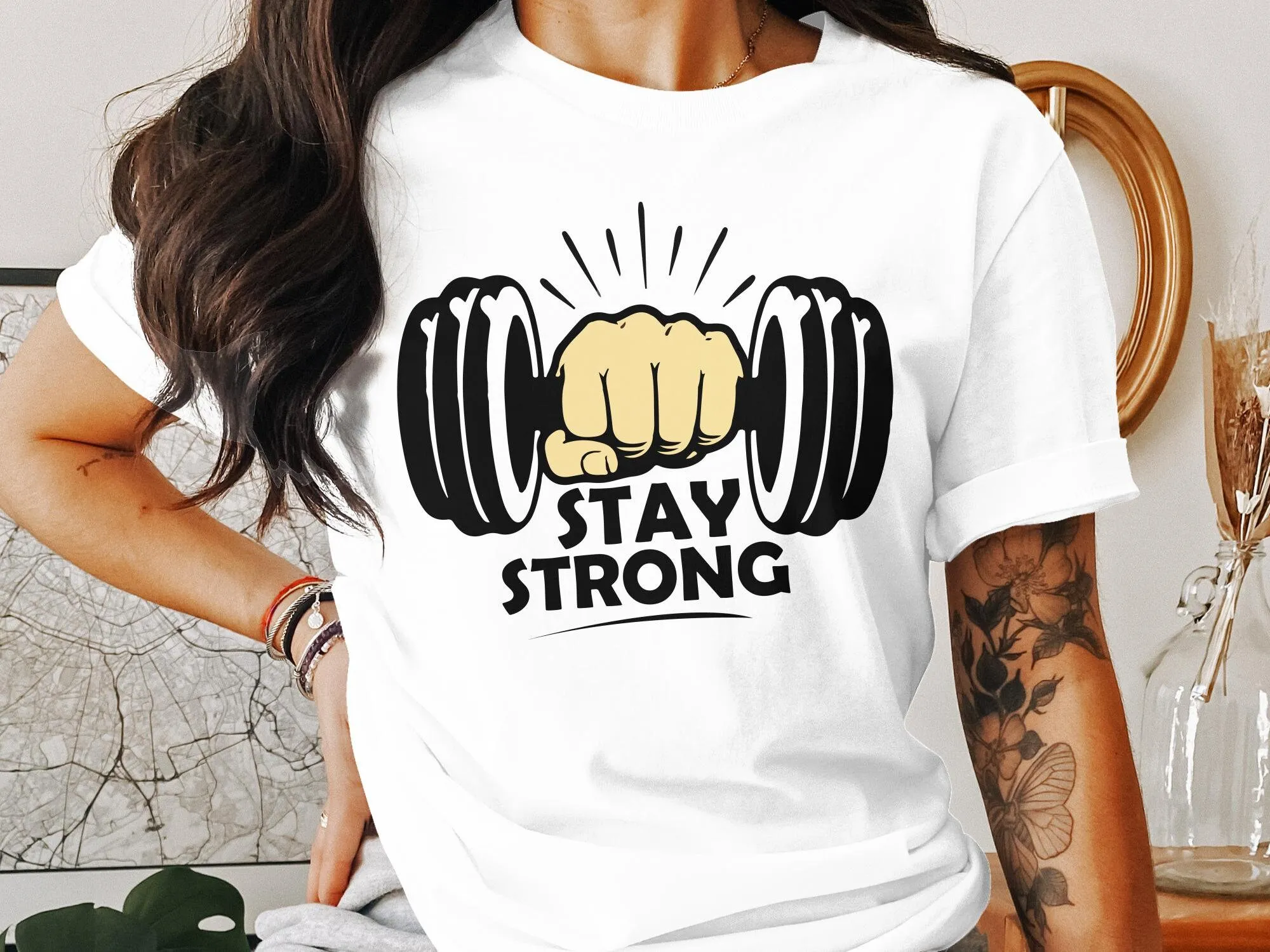 Stay Strong Gym Sports Exercise Motivational T Shirt Weightlifting Birthday Holiday S Kids