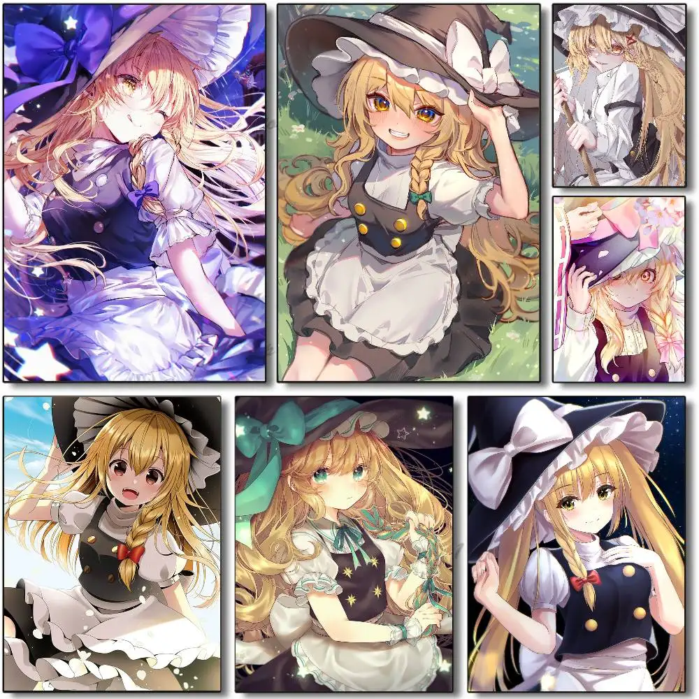 Anime Touhou Project Marisa Kirisame Poster Self-adhesive Art Room Entrance Restaurant Wall Decor Art Painting