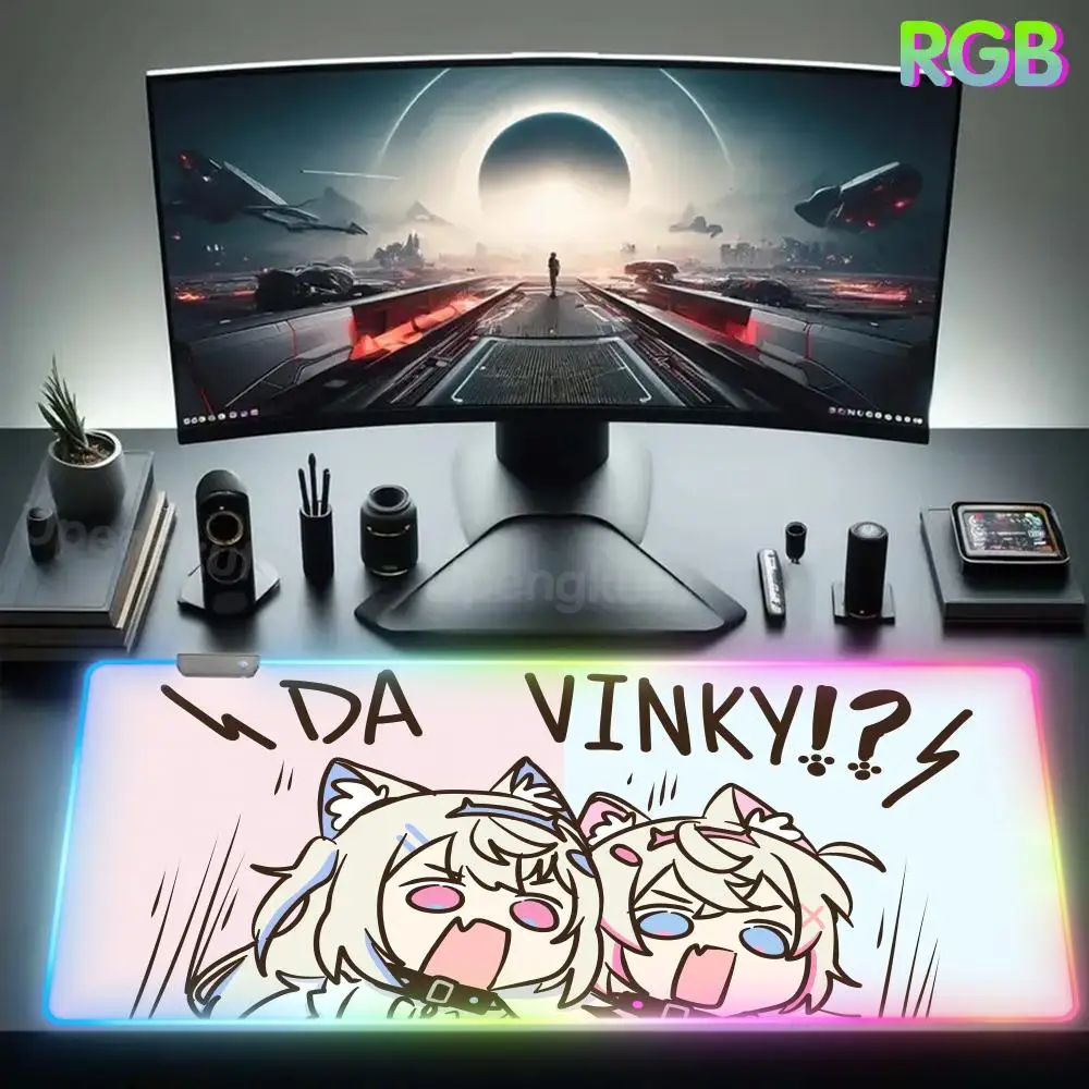 Fuwamoco Mouse Pad RGB Rubber Mouse Pad Laptop Cushion Laptop Gamer LED Lamp Artisan Mousepads Anime Extended Pad Desk Mat