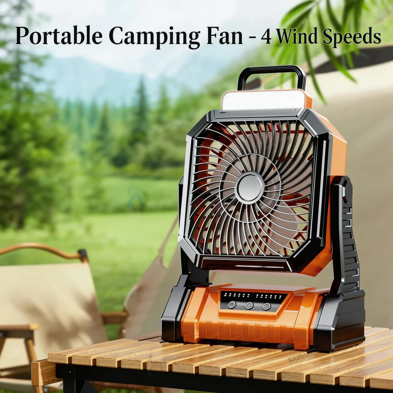 

Tent Fan USB Rechargeable Camping Fan with LED Light Portable Air Circulators Wireless Fans 360° Head Rotation with Hook