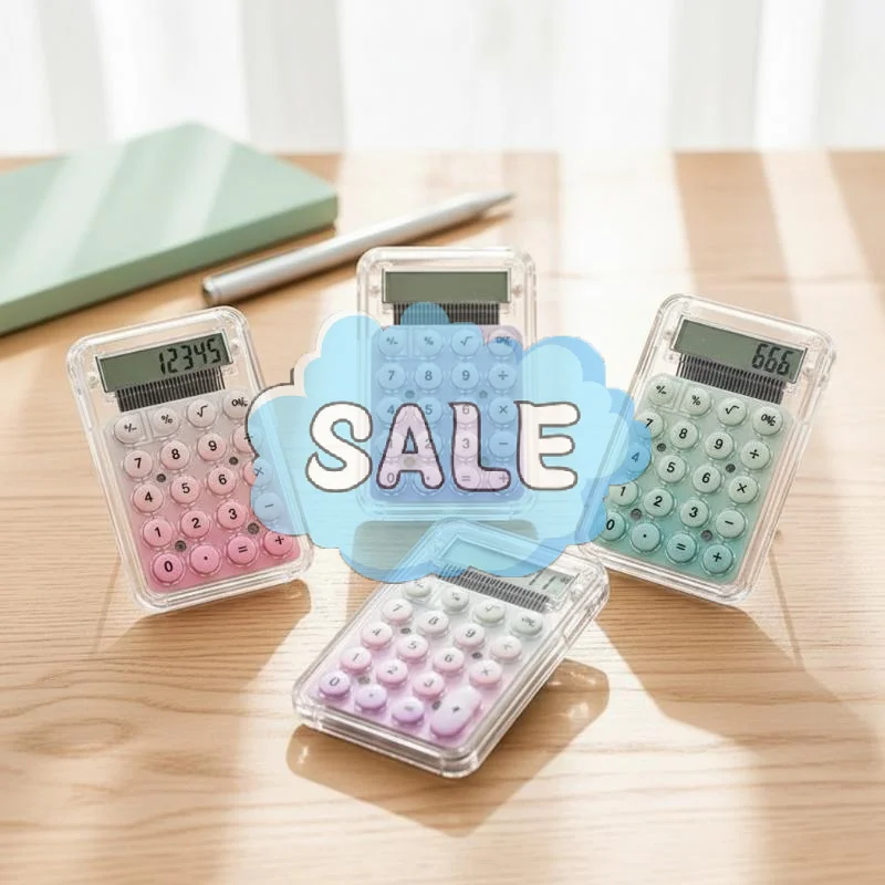 ∘Mini Silent Calculator Portable Cute Lightweight Colorful Pocket Study Tool for Students Office Classroom Math Exam Easy