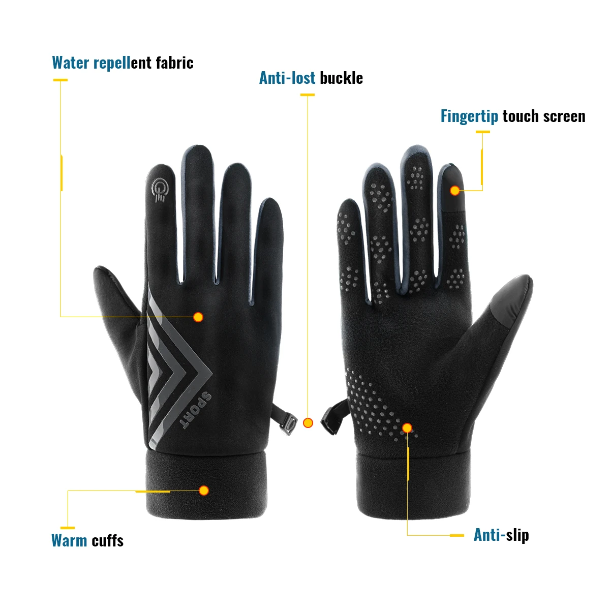 WRELS Winter Warm Thermo Gloves Thermo Gloves Plus Velvet Gloves Waterproof Touch Screen Gloves for Men Women Outdoor Sport