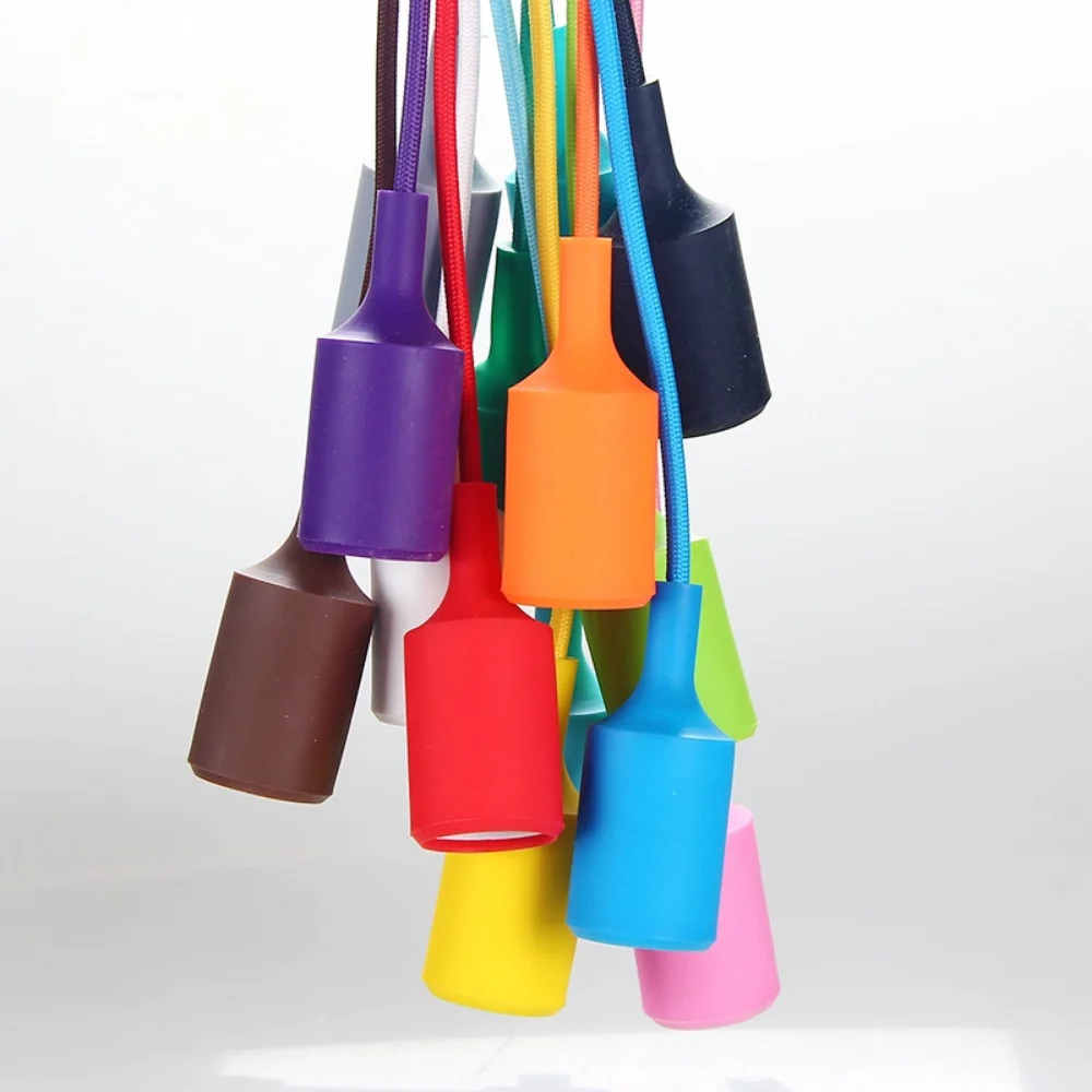 JOYINLED Colorful Silicone Pendant Light Holder E26 E27 100CM Textile Cord DIY Ceiling Lamp Socket AC90-260V Modern Decor