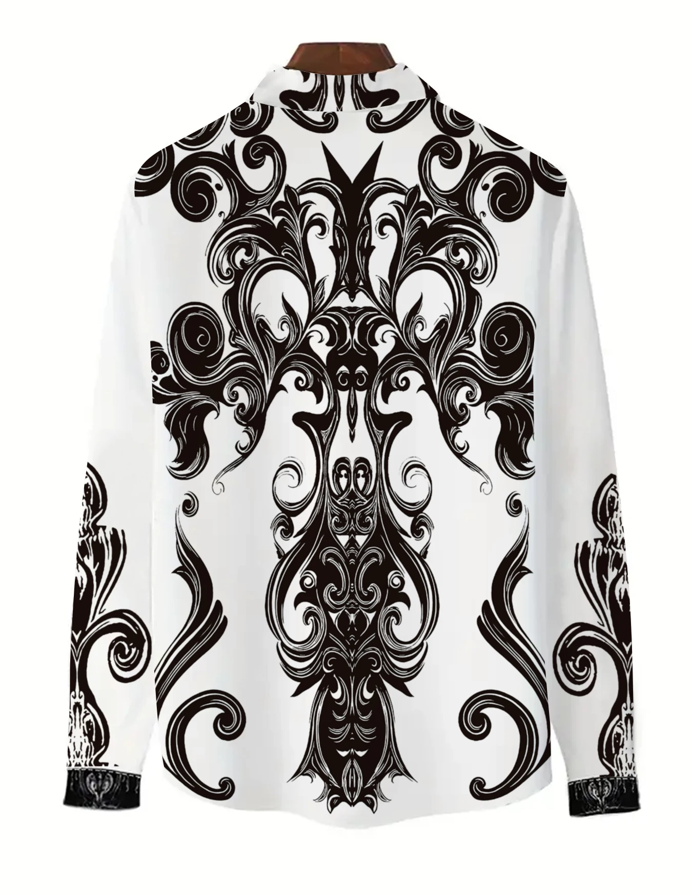 Men's Retro Geometric Scroll Halloween Costume Long-Sleeve Button-Down Shirt Casual Dress Shirt Dark Gothic Style Vacation Daily