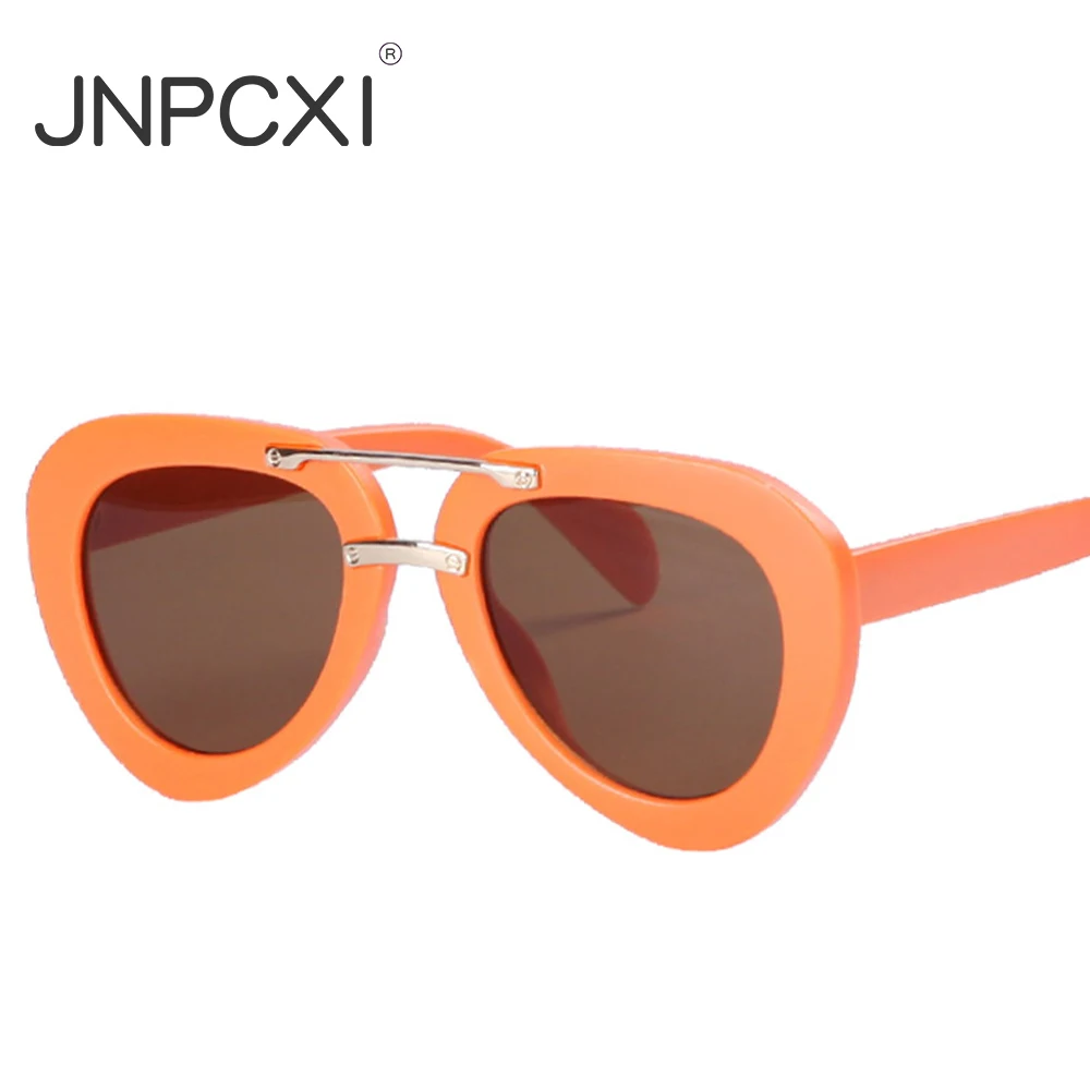 JNPCXI New Double Bridges Pilot Men Sunglasses Retro Gradient Mirror Shades UV400 Women Trending Orange Sun Glasses