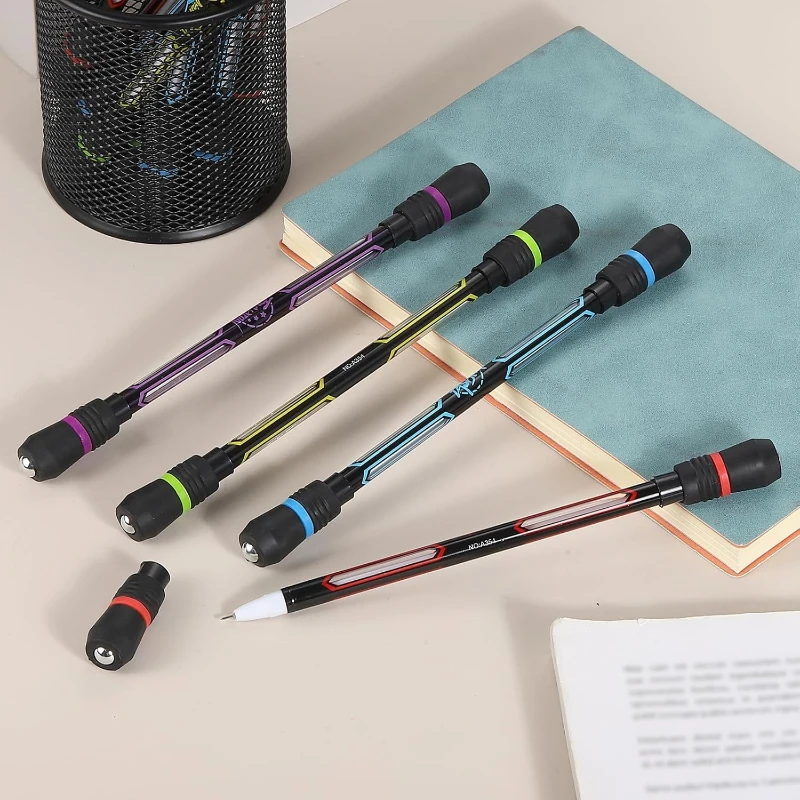 10/4 Pieces in Random Colors, Black Pen Refills, Rolling Fingertip Spinning Game, Stress Relief, Cool Pen, Plastic Spinning Gel Pen, School Stationery, Office Supplies, Halloween and Christmas Gifts