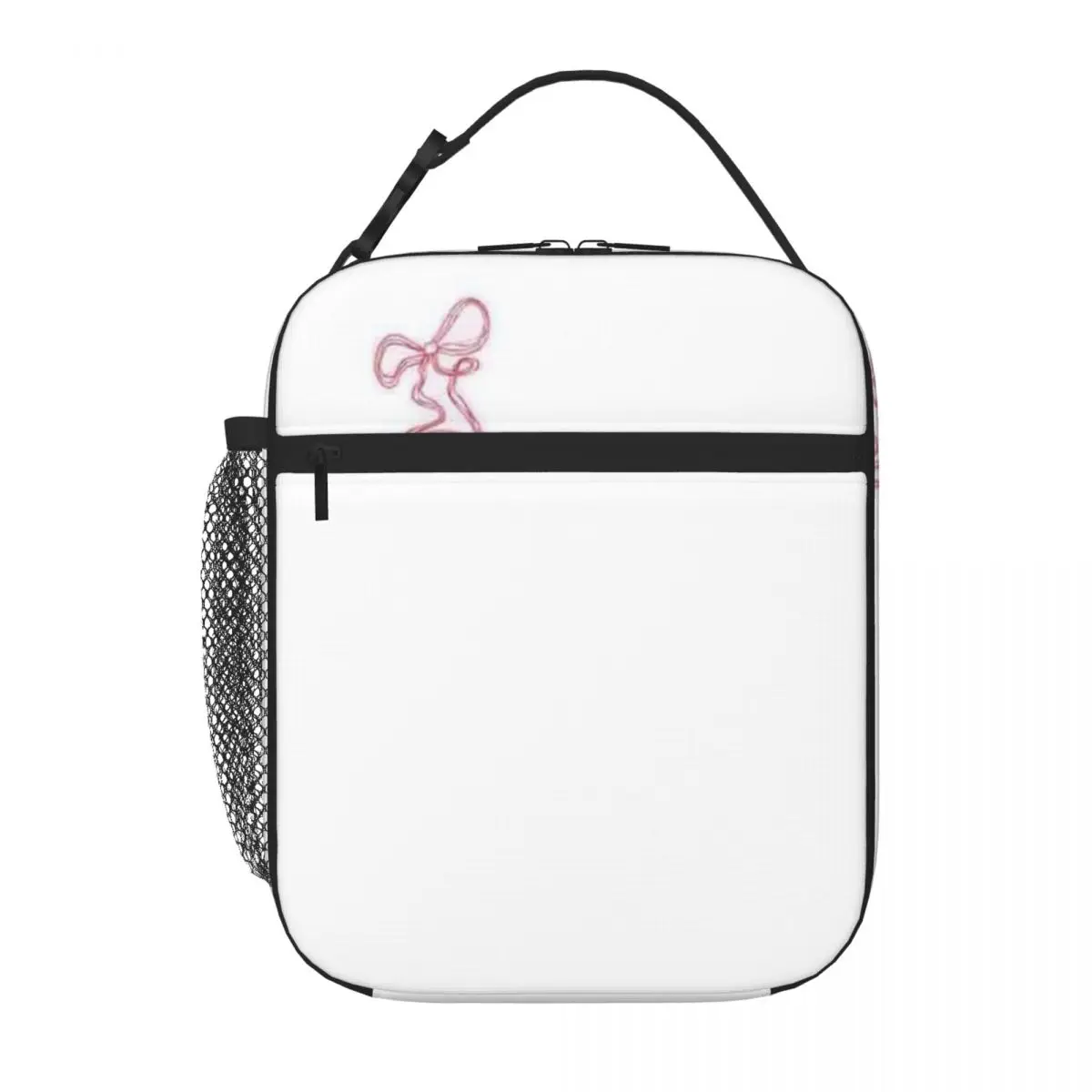 Bestselling Pink Red Ribbon Bow Dual Use Canvas Lunch Bag Kid Outdoor Class Shoulder Lunch Bag