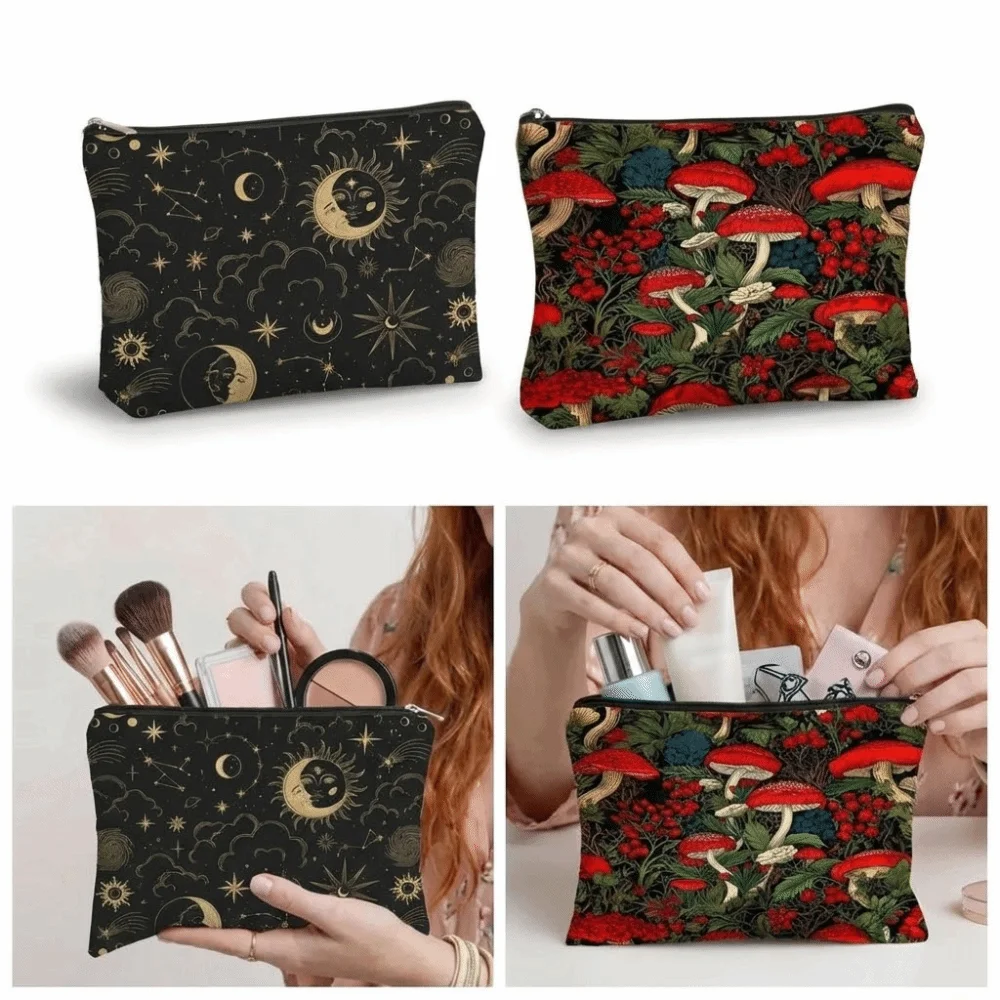 New Red Mushroom Makeup Bag Trendy Portable Storage Bag Durable Moon Forest Bag Gift view 2