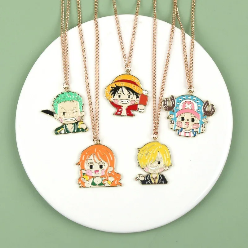 

One Piece Luffy Necklace Anime Action Figure Zoro Cartoon Alloyed Necklaces Cool Merchandise Decoration Children Birthday Gifts