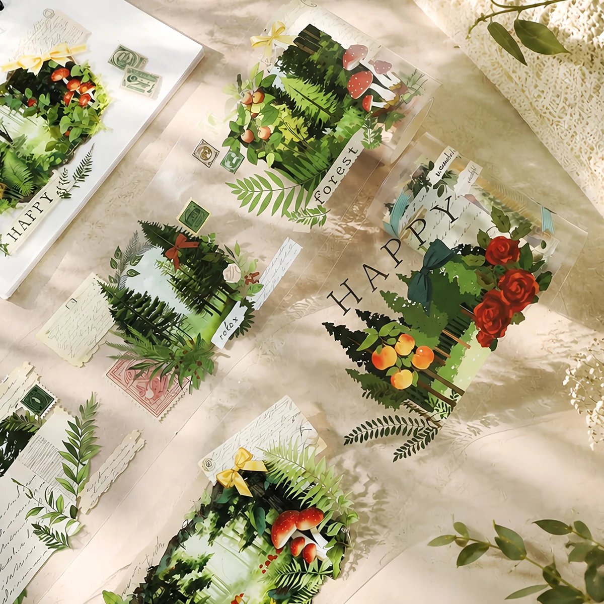 80mm*200cm Vintage Forest Tree Plant Landscape PET Tape Creative DIY Journal Material Collage Scrapbooking Stationery