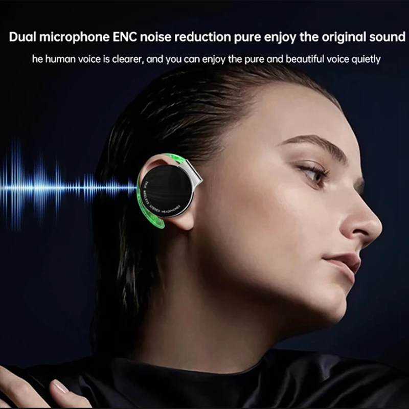 TWS Over-Ear Wireless Earphone Long Battery Life Bluetooth 5.2 Open-Ear Hook Cordless Stereo Never Drop Off Hifi Easy Install