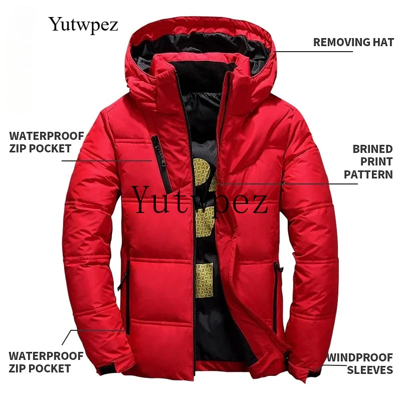 Windproof Climbing Removable Cap Parkas Outdoor Hiking Sports Casual Hooded Overcoat 2026 White Duck Down Jacket Men Winter Coat