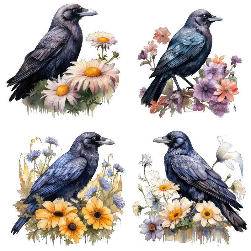 Three Ratels QMH62 Crow watercolor art PVC stickers for home decoration,personalized car stickers