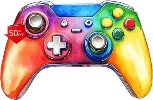 

Watercolour Game Controller Wall Cool Window Camper Van Truck Laptop Decoration Cute Retro