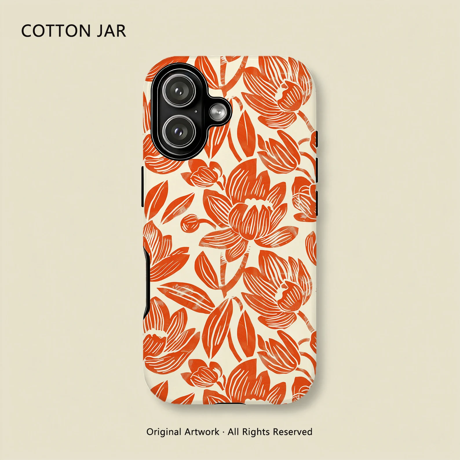 

Retro Linocut Floral Magnetic Case For iPhone 17 16 15 Pro Max 14 13 12 Plus Wireless Charge Hard PC Back Cover Fundas