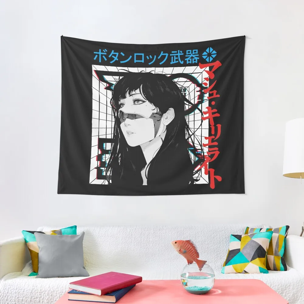 Cyberpunk Cyborg Girl Vaporwave Urban Style Tapestry Funny Room Decor Tapestry