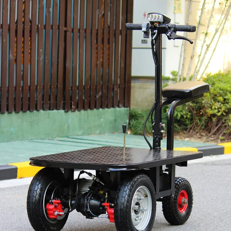 Heavy-Duty Four-Wheel Electric Climbing Flatbed Truck Removable Seats for Construction Site Cement Gravel Transport Shopping view 4