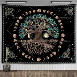 Moon Phase Tree Of Life Tapestry Aesthetic Mandala Tapestry Wall Hanging Bohemian Spiritual Tapestries For Bedroom Yoga Mats